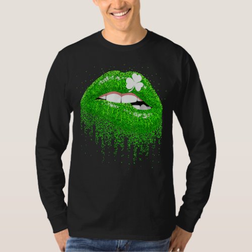Lip Melanin Lip Shamrock Saint Patricks Day Green T_Shirt