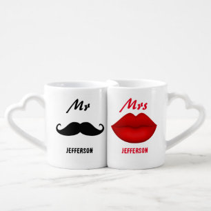 Lip Moustache Lovers Mug Set