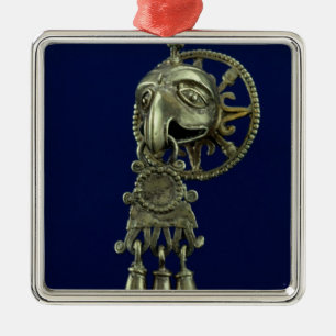 Lip plug of bird god metal ornament