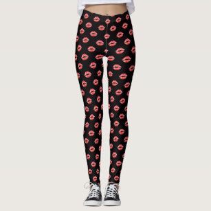 Kisses Lipstick Print Abstract Yoga Shorts