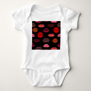 Lip print, red pink kisses. baby bodysuit
