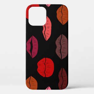Lip print, red pink kisses. iPhone 12 case
