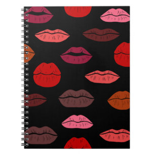 Lip print, red pink kisses. notebook