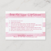 Lip product distributor application instructions business card (Front)