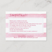 Lip product distributor application instructions business card (Back)
