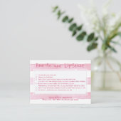 Lip product distributor application instructions business card (Standing Front)