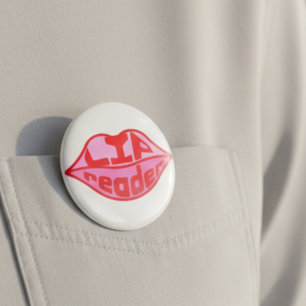 Lip Reader Deaf Awareness Lips Badge Pink Red Fun  Button
