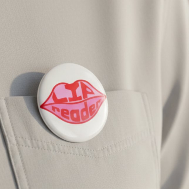 Lip Reader Deaf Awareness Lips Badge Pink Red Fun  Button (Creator Uploaded)