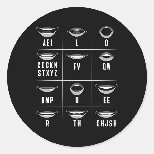 Lip Reading ASL Hand Gesture Deaf Hearing Loss Awa Classic Round Sticker (Front)
