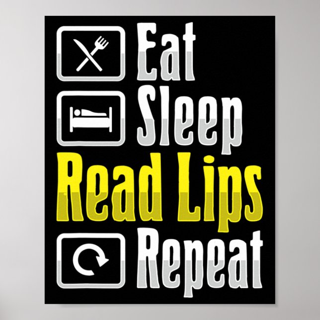 Lip Reading ASL Hand Gesture Deaf Hearing Loss Awa Poster (Front)