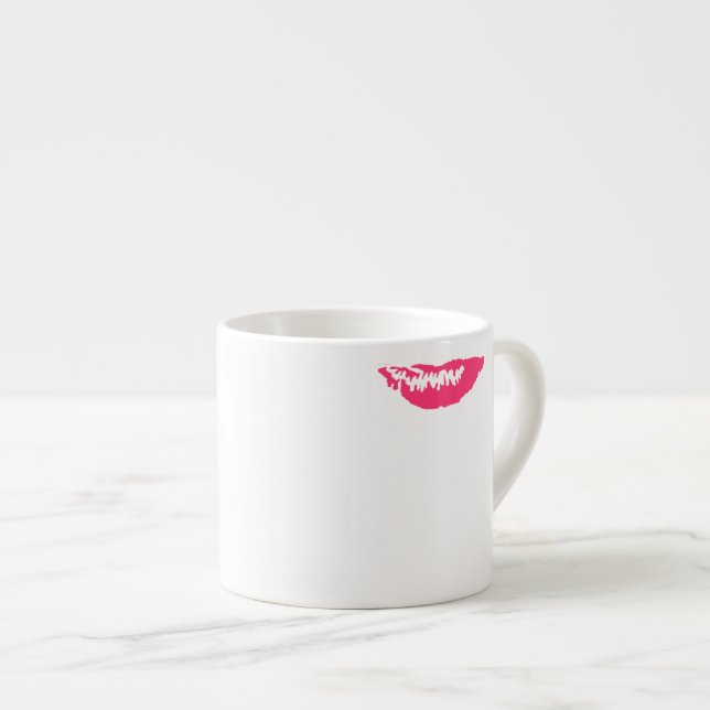 Lip Stain Coffee Mug-Lucky Pink Espresso Cup (Front Right)