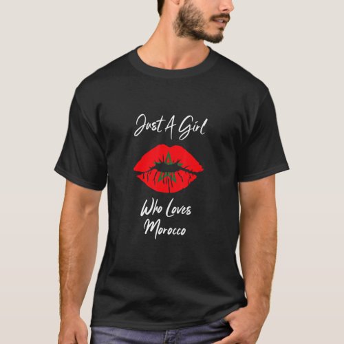 Lip Womens Girls Love Flag Morocco  T_Shirt