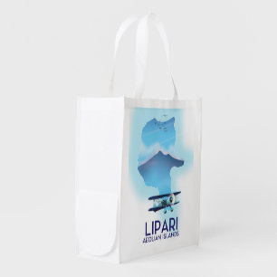 Lipari Aeolian Islands map Grocery Bag