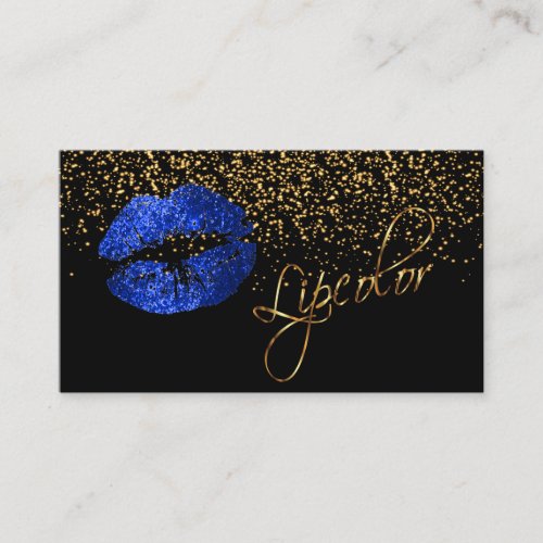 Lipcolor with Gold Confetti  Blue Lips Business Card
