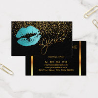 Lipcolor with Gold Confetti & Pretty Teal Lips Business Card