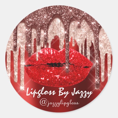 Lipgloss By IG Rose Glitter Drip Product Cosmetics Classic Round Sticker