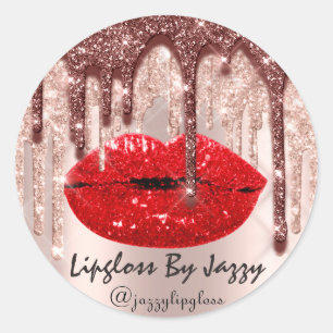 Lipgloss By IG Rose Glitter Drip Product Promotiot Classic Round Sticker