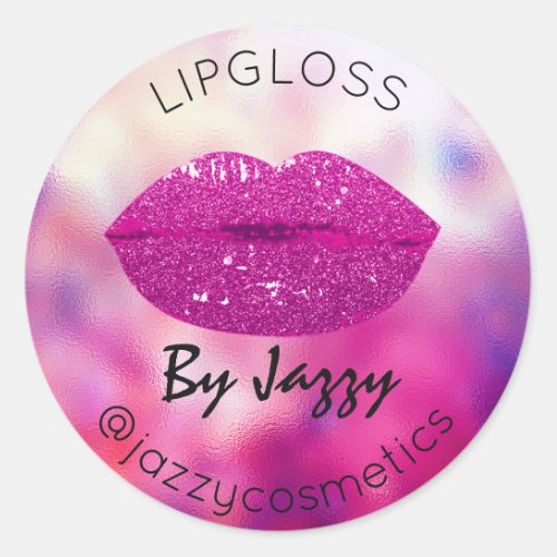 Lipgloss By Makeup Artist Pink Product Promotional Classic Round Sticker