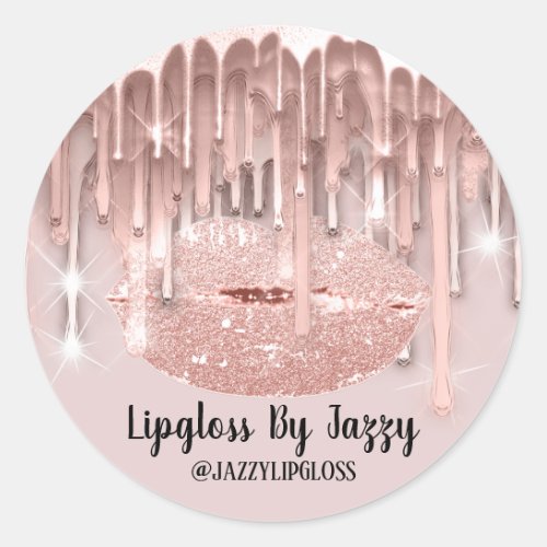 Lipgloss Makeup Artist Drips Powder Rose Kiss Classic Round Sticker