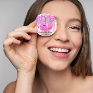 Lipgloss Makeup Drips Packaging Pink Drips Rose Classic Round Sticker