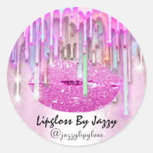 Lipgloss Makeup Drips Packaging Pink Very Glam Classic Round Sticker