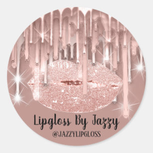 Lipgloss Makeup Drips Packaging Rose Blush Classic Round Sticker