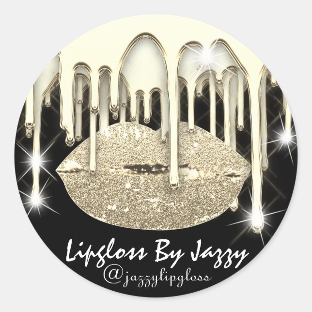 Lipgloss Makeup Gold Drips Packaging Spark vip Classic Round Sticker (Front)