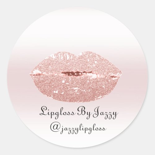 Lipgloss Makeup Packaging Pink Blush Girly Glitter Classic Round Sticker