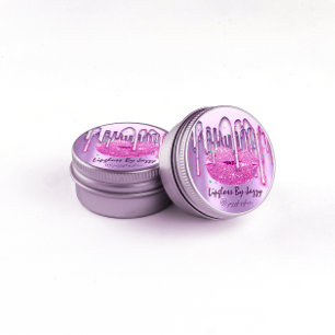 Lipgloss Makeup Pink Confetti Drip  Packaging Classic Round Sticker