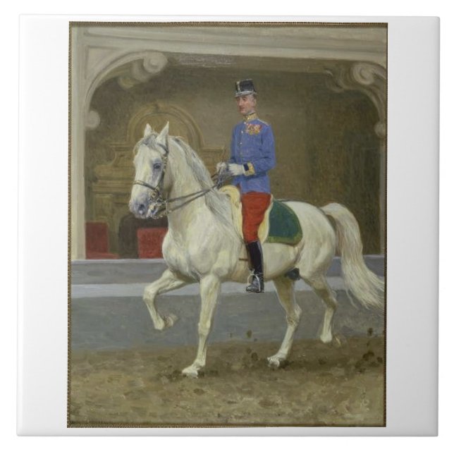 Lipizzan Stallion Trotting Ceramic Tile (Front)