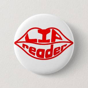 Lipreader badge deaf hearing deafness lipread lips button