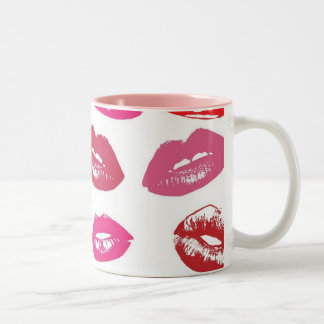 lips-220184 BEAUTY FASHION KISSES LIPS glossy red Two-Tone Coffee Mug