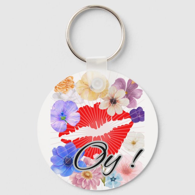 Lips and flowers keychain (Front)