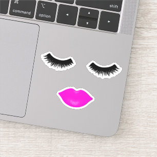 Lips and Lashes Pink Sticker