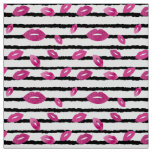 Lips and lipstick with  pink glitter pattern fabric
