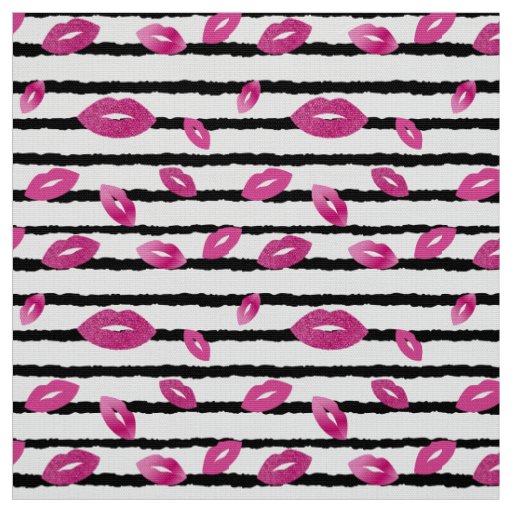 Lips and lipstick with  pink glitter pattern fabric