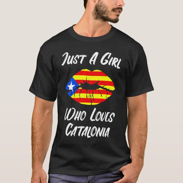 Lips and Mouth Love Catalonia Flag T-Shirt (Front)