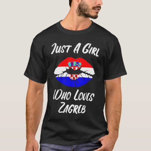 Lips and Mouth Love Croatian Flag Zagreb T_Shirt