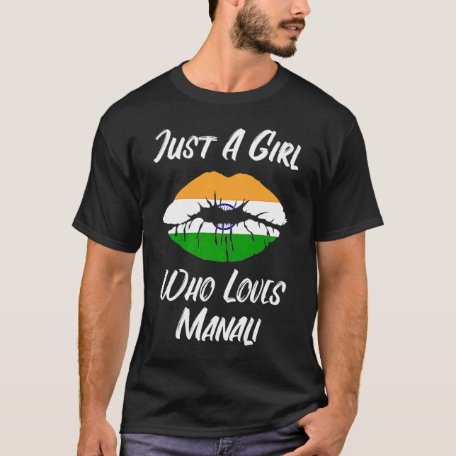 Lips and Mouth Love Indian Flag Manali T-Shirt (Front)