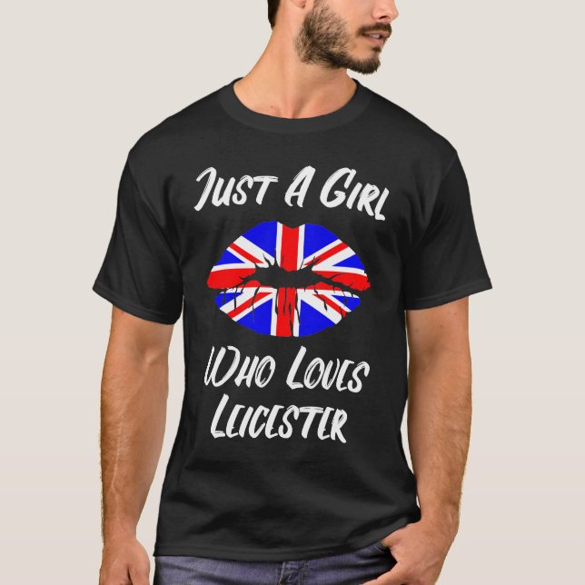 Lips and Mouth Love Union Jack Flag Leicester T-Shirt (Front)