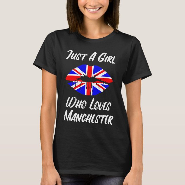 Lips and Mouth Love Union Jack Flag Manchester T-Shirt (Front)