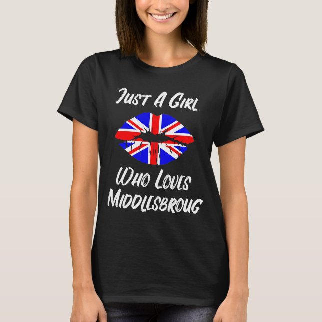 Lips and Mouth Love Union Jack Flag Middlesbrough T-Shirt (Front)