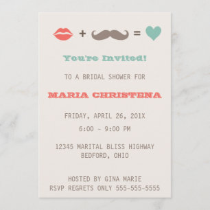 Lips and Mustache Bridal Shower Invitation