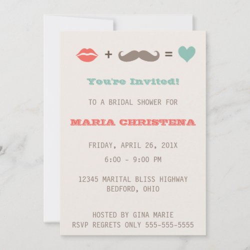 Lips and Mustache Bridal Shower Invitation