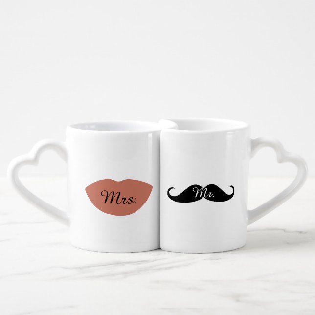 Lips and Mustache Coffee Mug Set (Front Nesting)