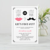 Lips and Mustache Gender Reveal Baby Shower Invite (Standing Front)
