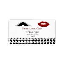 lips and mustache houndstooth return address label