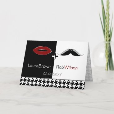 lips and mustache houndstooth thank you cards