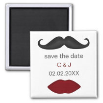 lips and mustache mod save the date magnets