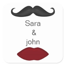 lips and mustache mod wedding envelope seal